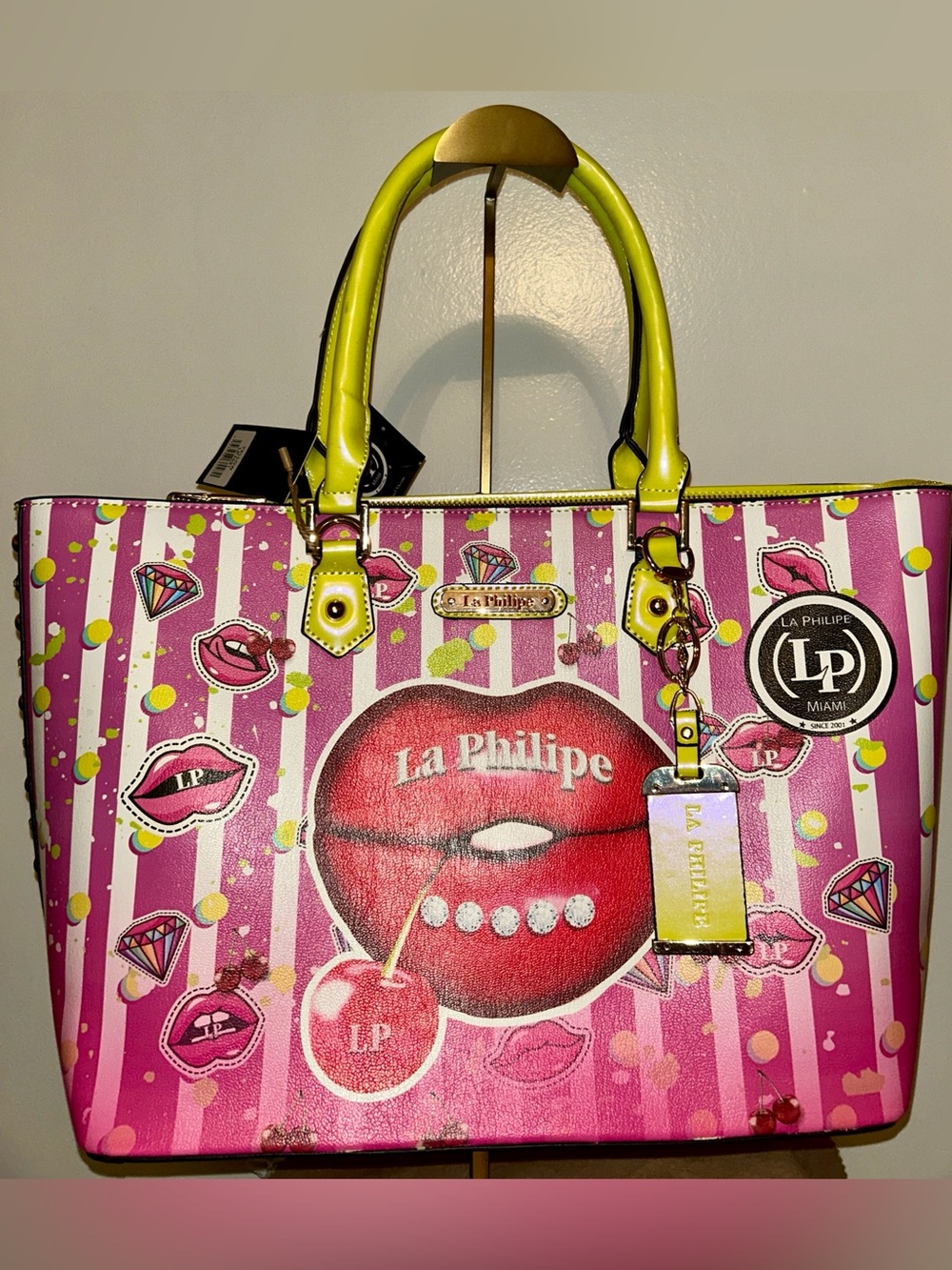 Pink & Lime Graphic Tote Bag